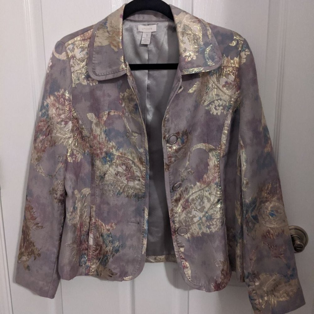 Chico Illia Jacket Gold Gray Pink sz 1 Metallic